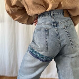90s light wash vintage Calvin Klein jeans with patchwork quilt repair